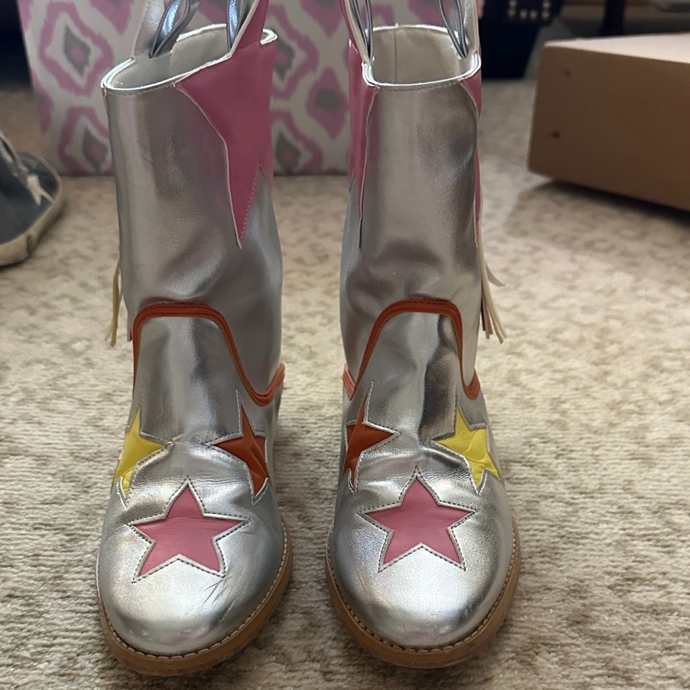 Stella McCartney Silver Boots with Colorful Stars